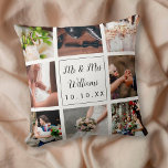 Elegant Personalized Wedding Day Photo Collage Throw Pillow<br><div class="desc">Personalize with your eight favourite wedding photos,  name and special date to create a unique photo collage,  memory and gift. Designed by Thisisnotme©</div>
