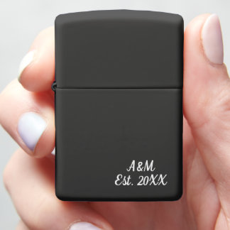 Elegant Personalized Wedding Initials and Date Zippo Lighter