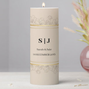 Elegant Personalized Wedding Monogram Pillar Candle