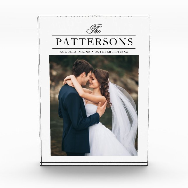 Elegant Personalized Wedding Photo Block (Front)