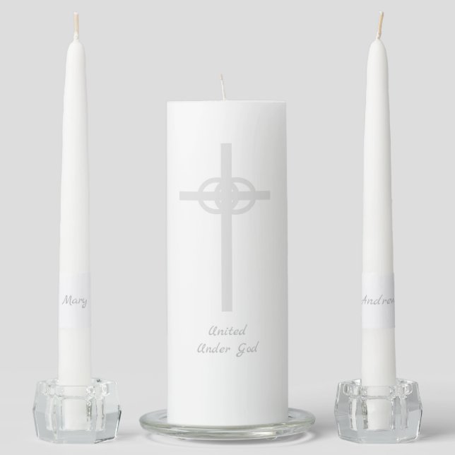 Elegant Personalized Wedding Unity Candle Set (Front)