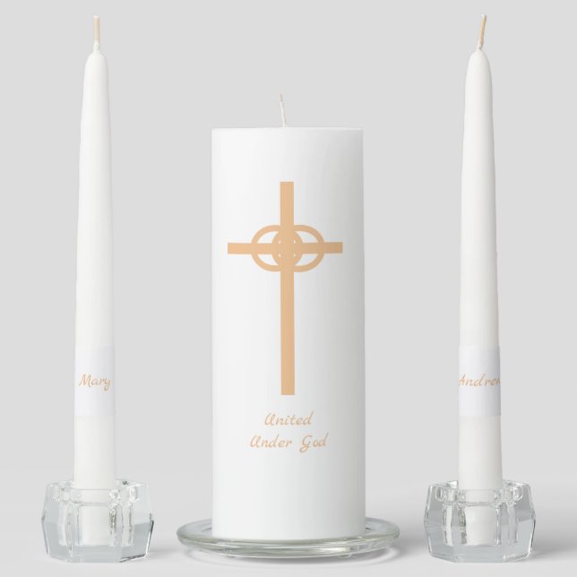 Elegant Personalized Wedding Unity Candle Set (Front)