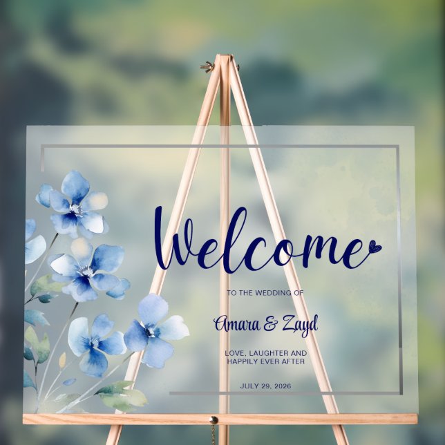 Elegant Personalized Wedding Welcome Acrylic Sign (Neutral)