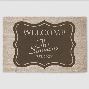 Elegant personalized welcome coir fiber doormat