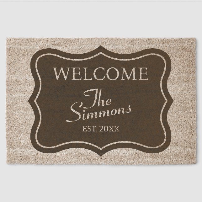 Elegant personalized welcome coir fiber doormat (Front)