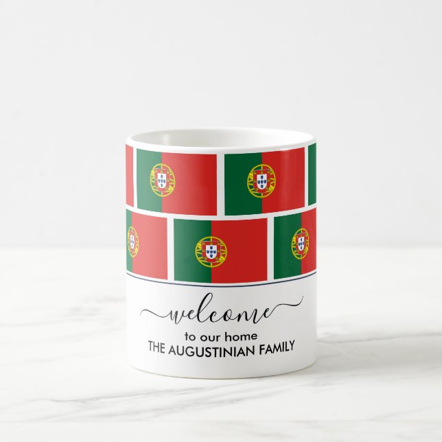Elegant Personalized Welcome PORTUGAL FLAG Coffee Mug (Center)