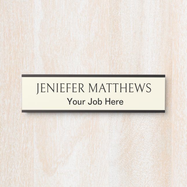 Elegant Personalized white and Biege Door Sign (Front)