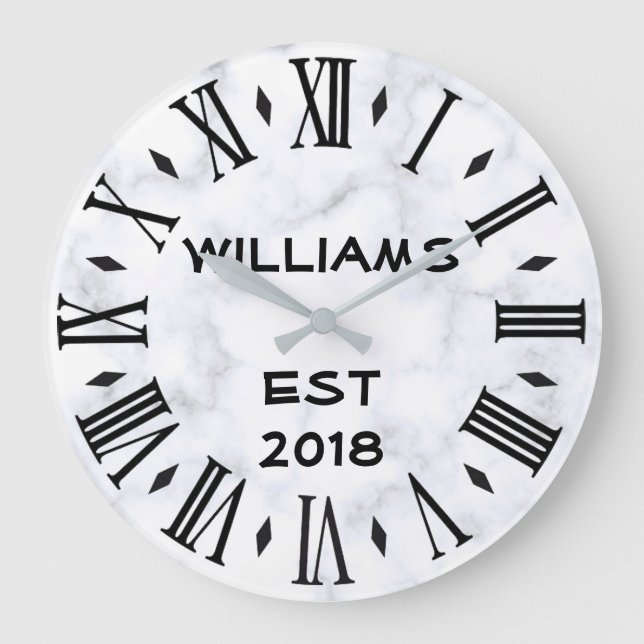 Elegant Personalized White Marble Large Clock (Front)