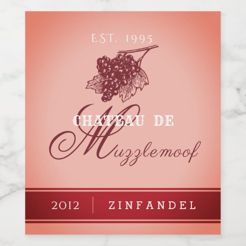 Elegant Personalized White Zinfandel Colored Wine Label