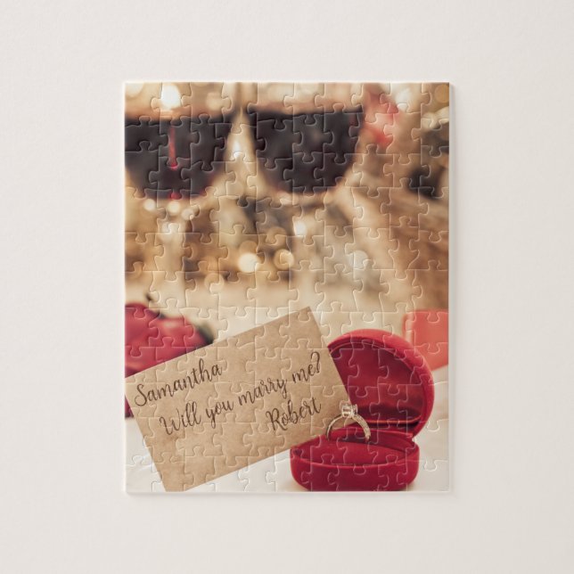 Elegant Personalized Will You Marry Me? Jigsaw Puzzle (Vertical)