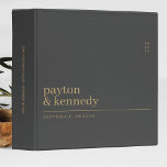 Elegant Personalized With Name Wedding Reception 3 Ring Binder<br><div class="desc">Introducing our Elegant Personalized With Name Wedding Reception 3-ring binder, designed to capture and preserve your precious wedding memories in style. This sophisticated binder features a chic and minimalist design, with a dark gray and gold color scheme that adds a touch of elegance to any wedding decor. Ideal for use...</div>