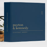 Elegant Personalized With Name Wedding Reception 3 Ring Binder<br><div class="desc">Introducing our Elegant Personalized With Name Wedding Reception 3-ring binder, designed to elegantly capture and preserve the memories of your special day. This custom binder features a sophisticated navy blue and gold color scheme, adding a touch of luxury to your wedding reception decor. Perfect for serving as a custom wedding...</div>