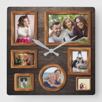Elegant Personalized Wood Photo Frames Wood Clock by Pick_Up_Me at Zazzle