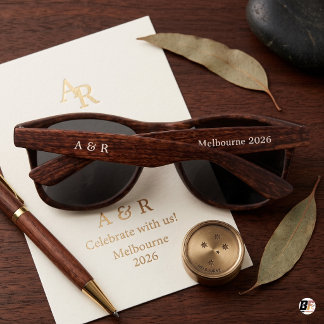 Elegant Personalized Wooden Destination Wedding Sunglasses