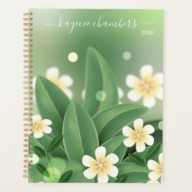 Elegant Personalized Yellow & White Flowers Custom Planner (Front)