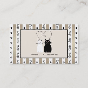 Elegant pet care funny cats vintage paws stripes business card