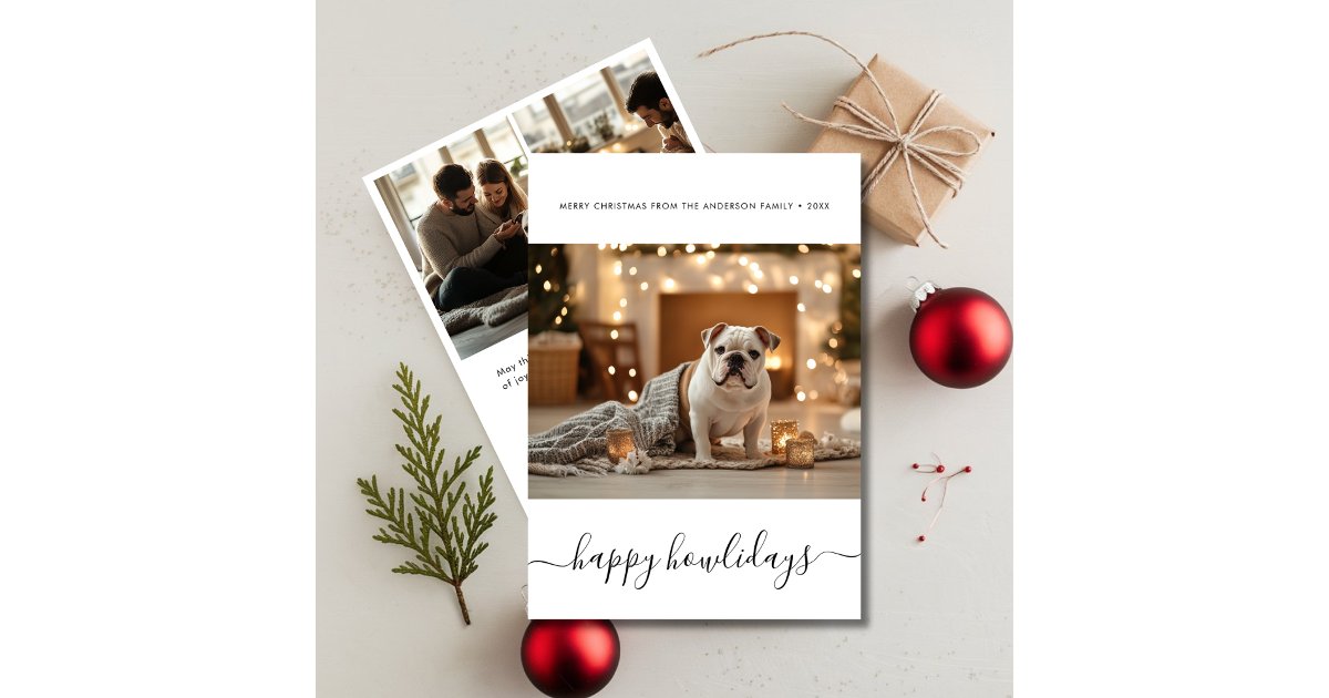 Elegant Pet Christmas Doggie Happy Howlidays Photo Holiday Card | Zazzle