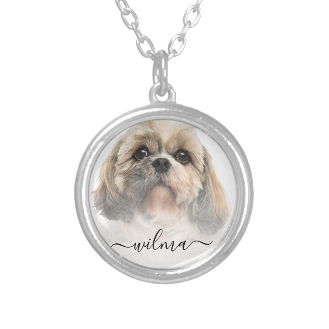 Elegant Pet Dog Photo Custom Silver Plated Necklace (Front)