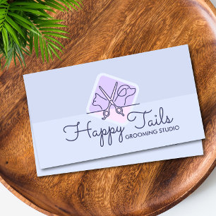 Elegant Pet Groomer Customizable Cat & Dog Logo Business Card