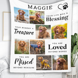 Elegant Pet Memorial Personalized 8 Photo Collage Fleece Blanket
