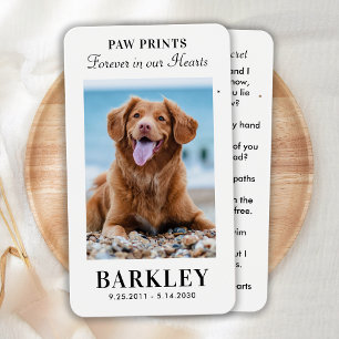 Elegant Pet Memorial Photo Sympathy Prayer Card