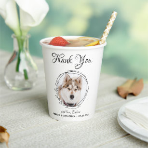 Elegant Pet Photo Thank You Dog Wedding Paper Cups