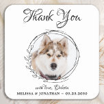Elegant Pet Photo Thank You Dog Wedding Square Paper Coaster<br><div class="desc">Thank You for celebrating my humans! Add the finishing touch to your wedding with these cute custom photo wedding coasters . Perfect for your wedding after party and reception, and as wedding favors for your guests. Customize these photo dog wedding coasters with your favorite wedding photo, dog of honors photo,...</div>