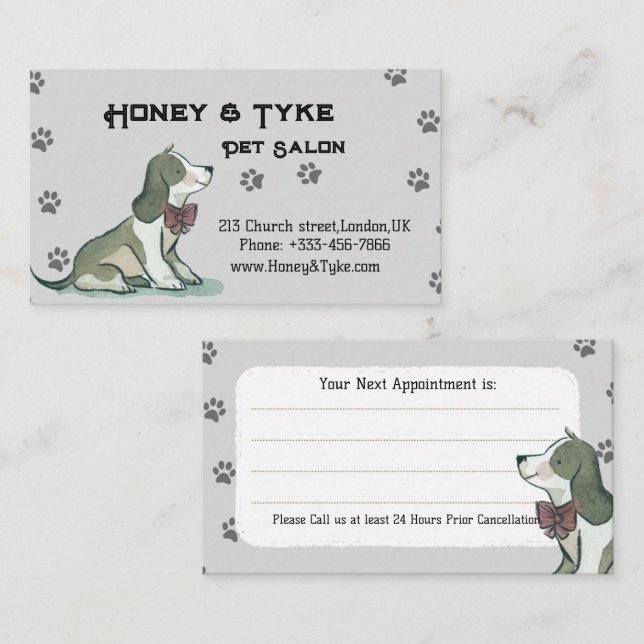 Elegant Pet Salon Appointment  Card (Front/Back)