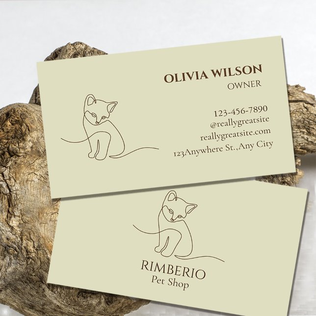 Elegant Pet Shop Logo - Minimalist Cat Line Art  Business Card (minimalist pet shop logo #simplepetbusinesscard #petcare #veterinaryclinic #petsupply #cutepet)