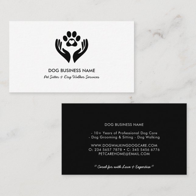 Elegant Pet Sitting Services Business Card (Front/Back)