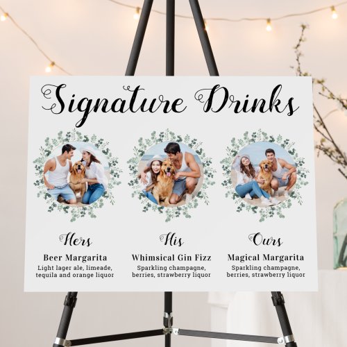 Elegant Pet Wedding Custom Signature Drinks Bar Foam Board
