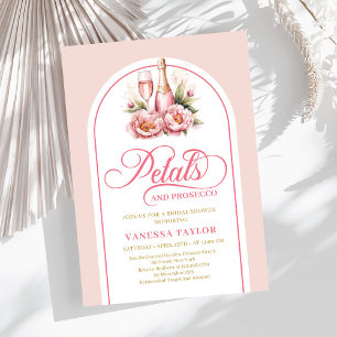 Elegant petals and prosecco blush gold celebration invitation