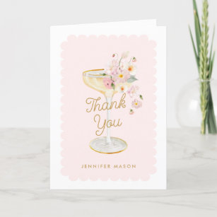 Elegant Petals and Prosecco Bridal Shower Folded Thank You Card