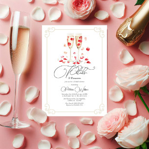 Elegant Petals and Prosecco Bridal Shower Invitation
