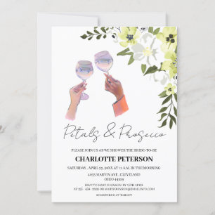 Elegant Petals and Prosecco Bridal Shower Invitation