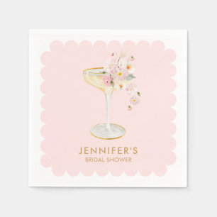 Elegant Petals and Prosecco Bridal Shower Napkins