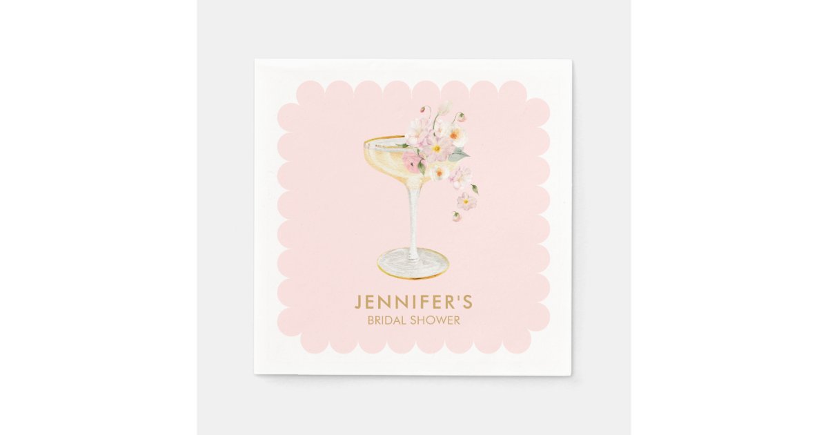 Elegant Petals and Prosecco Bridal Shower Napkins | Zazzle