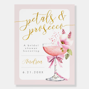 Elegant Petals and Prosecco Bridal Shower Sign