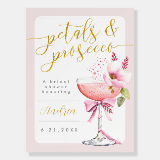 Elegant Petals and Prosecco Bridal Shower Sign