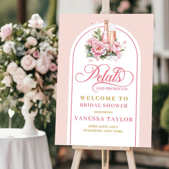 Elegant petals and prosecco bridal welcome sign (Elegant petals and prosecco bridal welcome sign

)