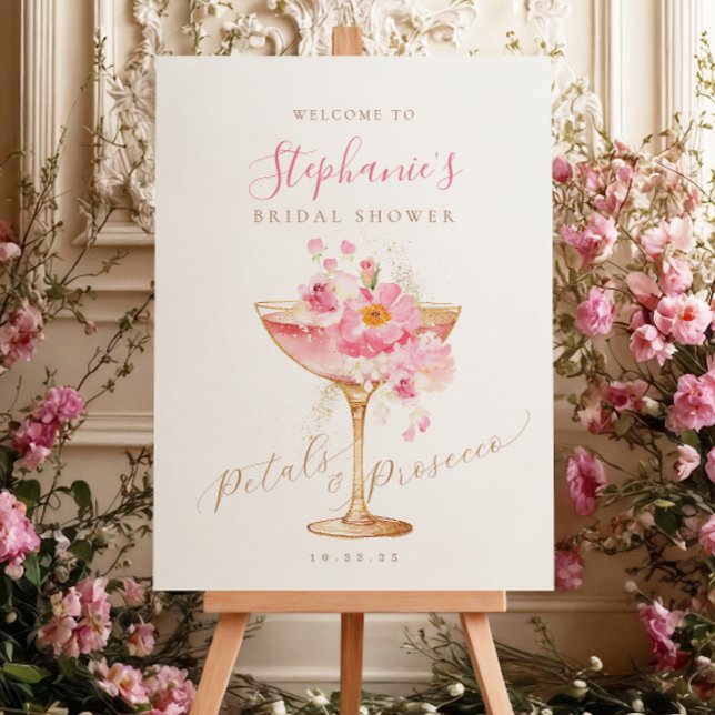 Elegant Petals and Prosecco Floral Bridal Shower Foam Board (Creator Uploaded)