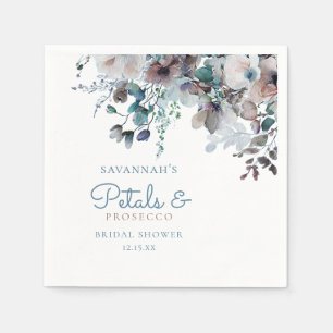 Elegant Petals and Prosecco Floral Bridal Shower Napkins