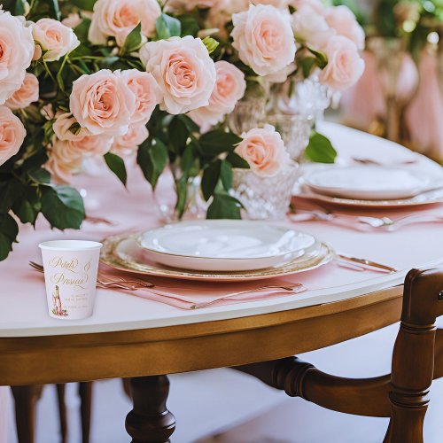 Elegant Petals and Prosecco Floral Bridal Shower  Paper Cups