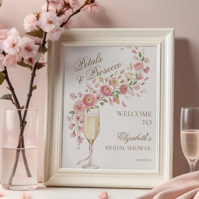 Elegant Petals and Prosecco Floral Welcome Poster (Creator Uploaded)