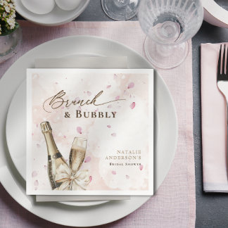 Elegant Petals Brunch & Bubbly Bridal Shower Napkins