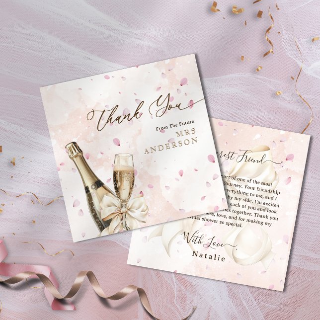 Elegant Petals Bubbly Bridal Shower Thank You Card (Elegant Petals Bubbly Bridal Shower Thank You Card)