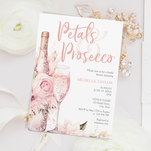 Elegant Petals  Prosecco Boho Blush Pink Summer Invitation