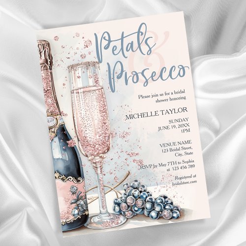 Elegant Petals  Prosecco Boho Blush Pink Summer Invitation