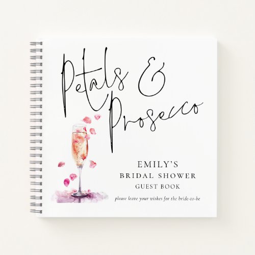 Elegant Petals Prosecco Bridal Shower Guest Book
