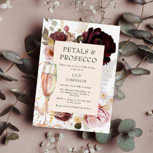 Elegant Petals & Prosecco Bridal Shower Invitation